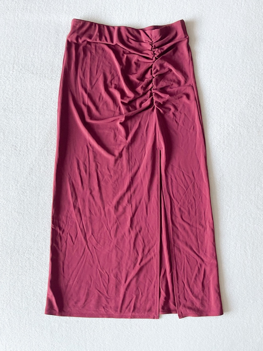 Wilfred Ruched Maxi Skirt with Front Slit